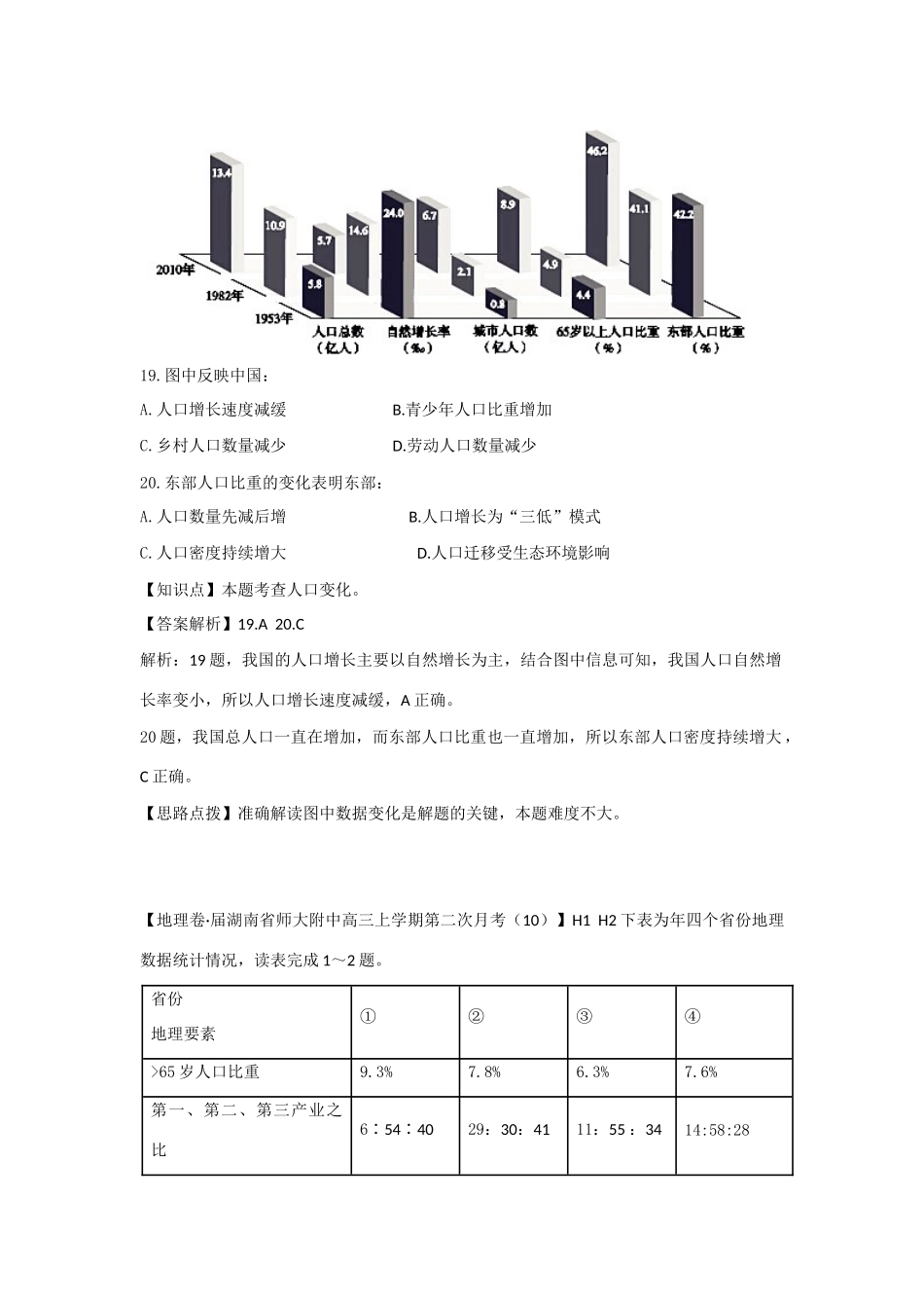 高考地理 试题汇编 H人口的数量变化_第3页