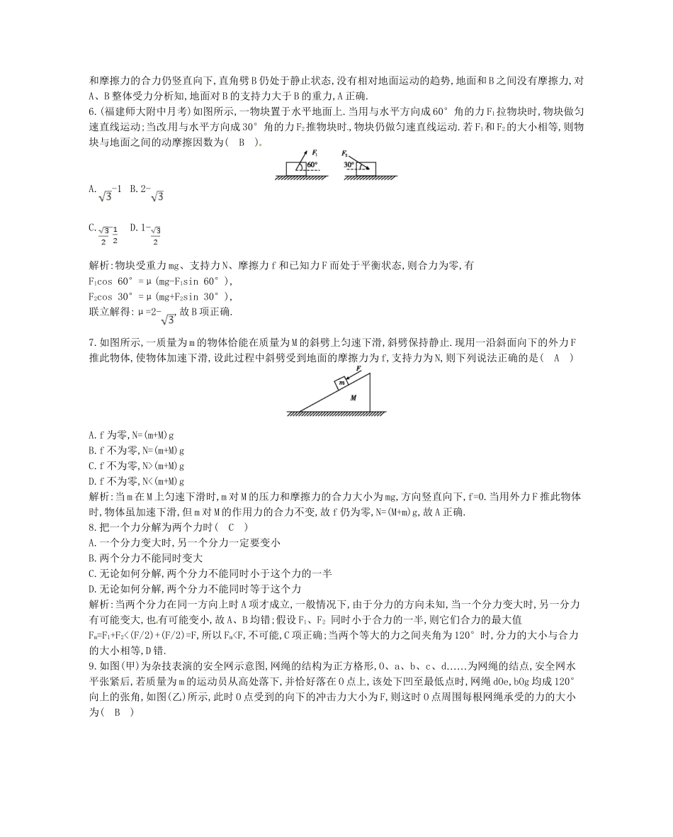 （福建专）高考物理一轮复习 第三课时力的合成与分解课时训练_第3页