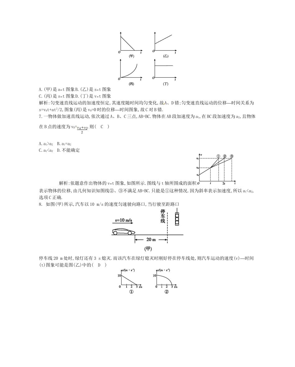 （福建专）高考物理一轮复习 第三课时运动图象 追及和相遇问题课时训练_第3页