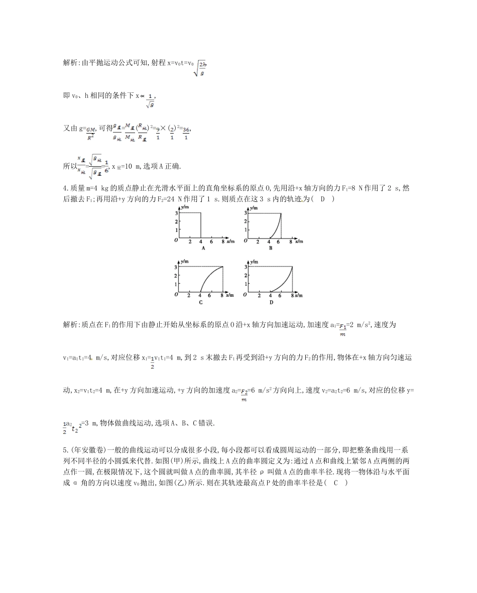 （福建专）高考物理一轮复习 第四章检测试题_第2页