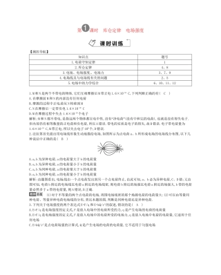 （福建专）高考物理一轮复习 第一课时库仑定律　电场强度课时训练