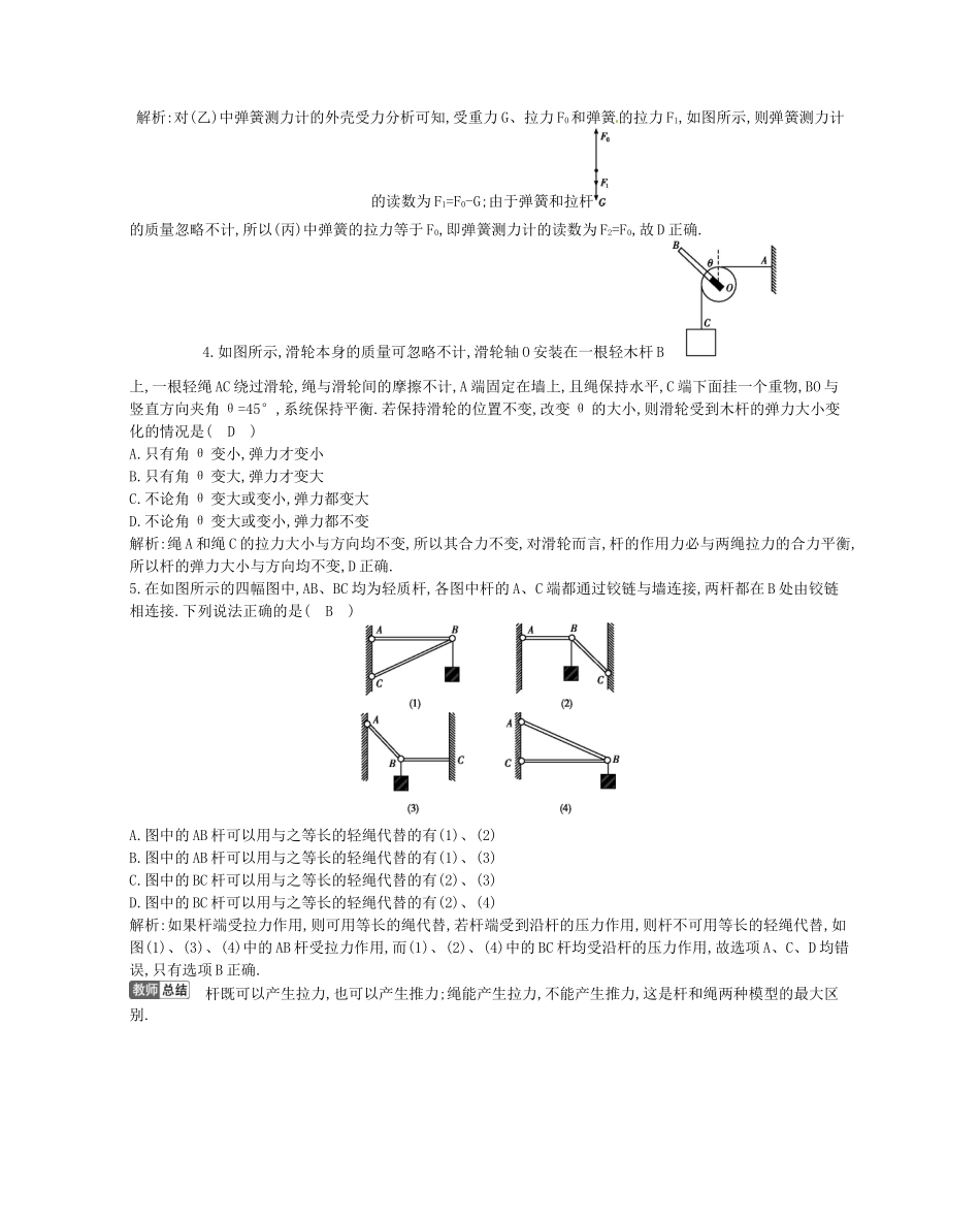 （福建专）高考物理一轮复习 第一课时力 重力和弹力课时训练_第2页