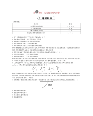 （福建专）高考物理一轮复习 第一课时运动的合成与分解课时训练