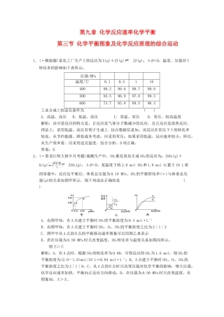 高考化学一轮复习 第3节 化学平衡图象及化学反应原理的综合运动测试 大纲人教
