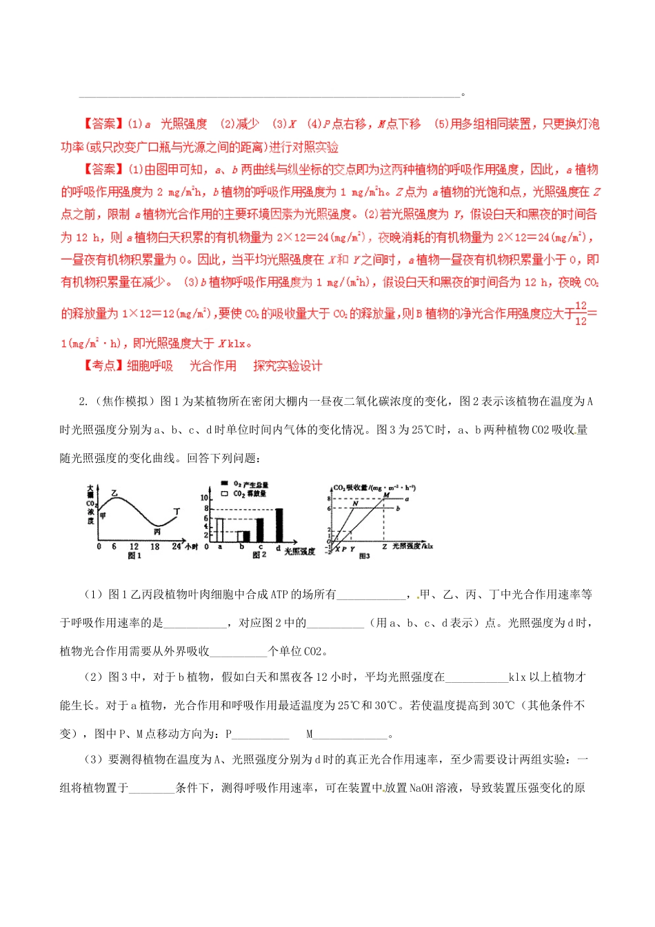 高考生物母题全揭秘 专题 光合作用与呼吸作用_第3页