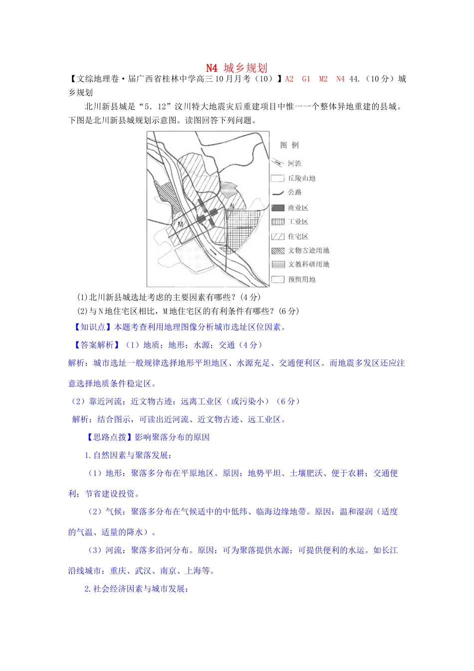 全国高考地理试题汇编（10月）N4 城乡规划_第1页