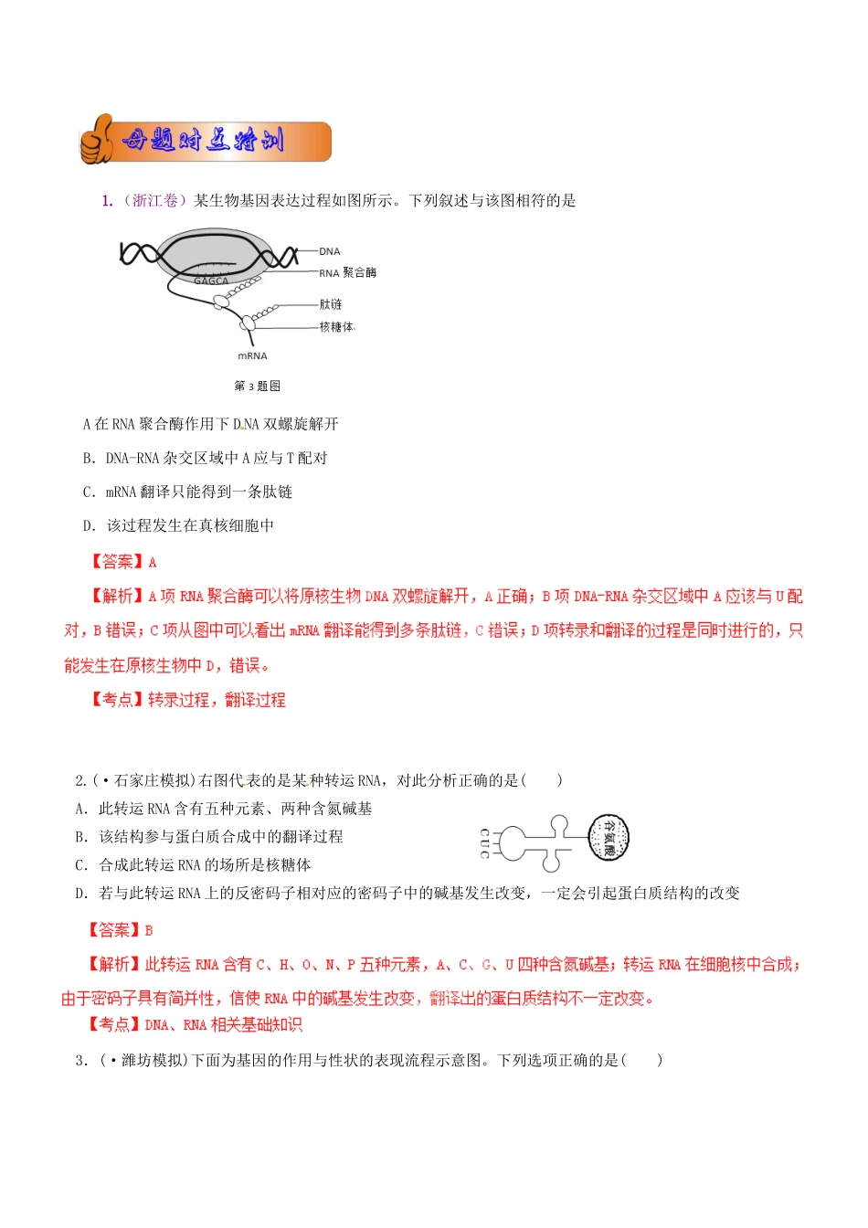 高考生物母题全揭秘 专题 基因的表达(00)_第2页
