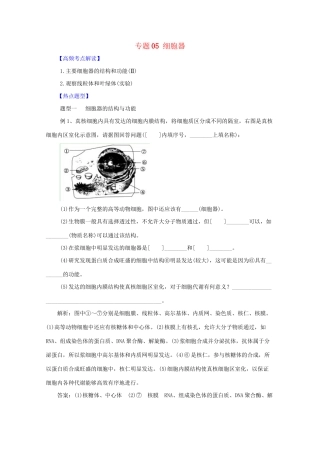 高考生物 热点题型和提分秘籍 专题05 细胞器（解析版）
