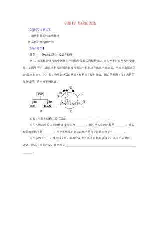 高考生物 热点题型和提分秘籍 专题18 基因的表达（解析版）