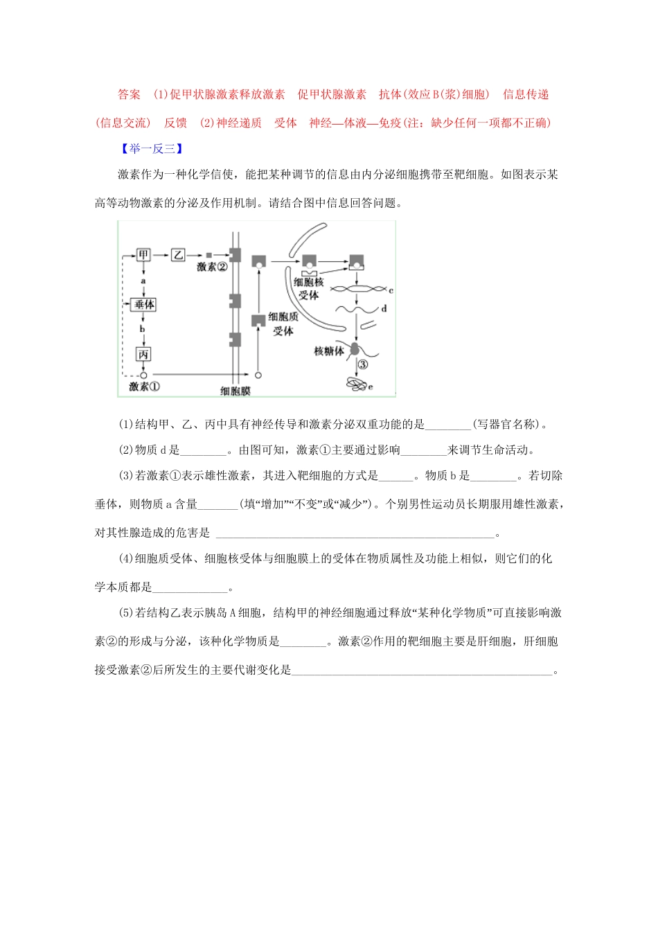 高考生物 热点题型和提分秘籍 专题45 动物生命活动调节综合题型（含解析）_第2页