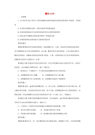 高考生物 专题3 酶与ATP