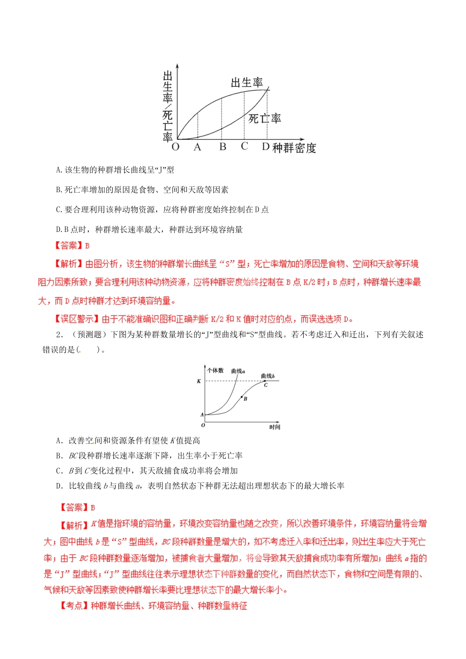 高考生物母题全揭秘 专题 种群数量特征_第2页