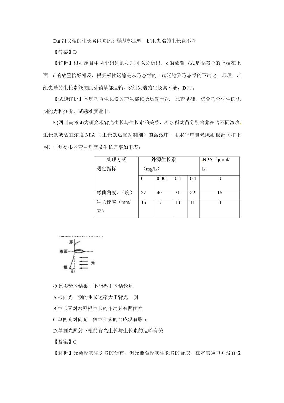 高考生物 专题16 植物的激素调节_第3页