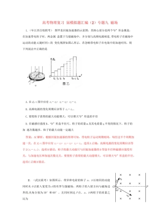 高考物理复习 模拟题汇编2专题九 磁场