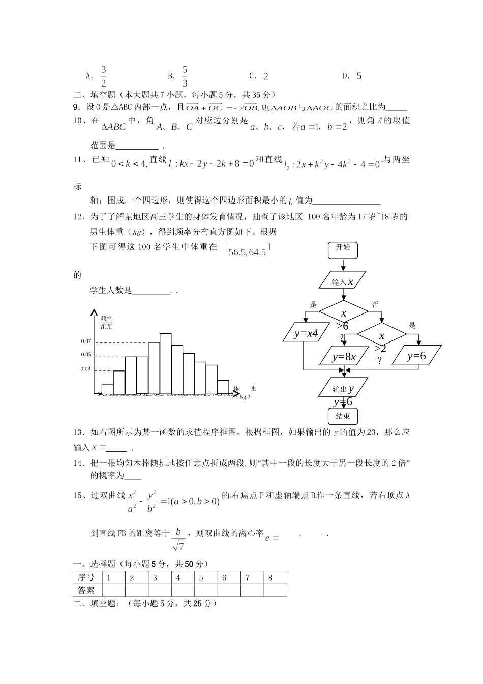高考数学总复习 小题训练8 理_第2页