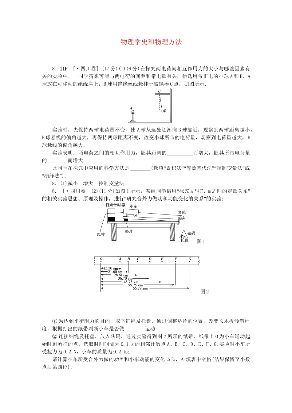高考物理 （真题+模拟新题分类汇编） 理学史和物理方法_第1页