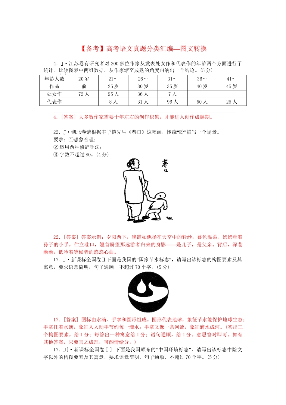 高考语文 真题分类汇编 图文转换_第1页