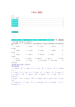 全国高考英语试题汇编（10月 下）P单元（陕西）（含解析）