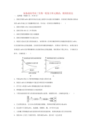 高三生物一轮复习 基因的表达单元测试