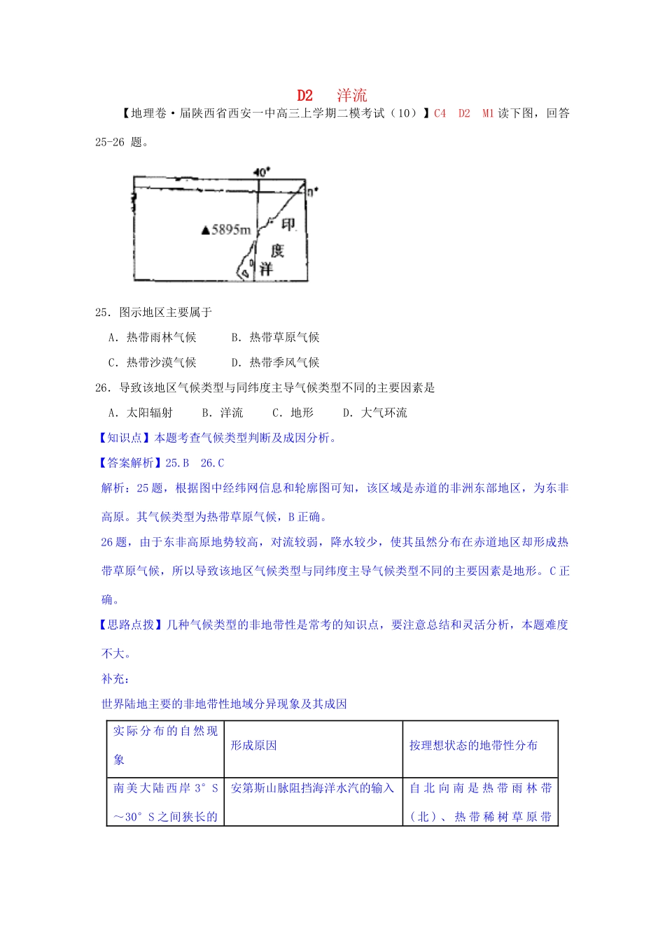 全国高考地理试题汇编月D洋流_第1页