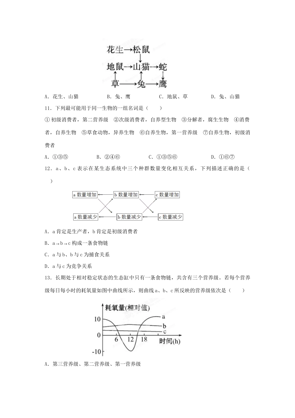 高三生物一轮复习 生态系统的结构单元测试_第3页