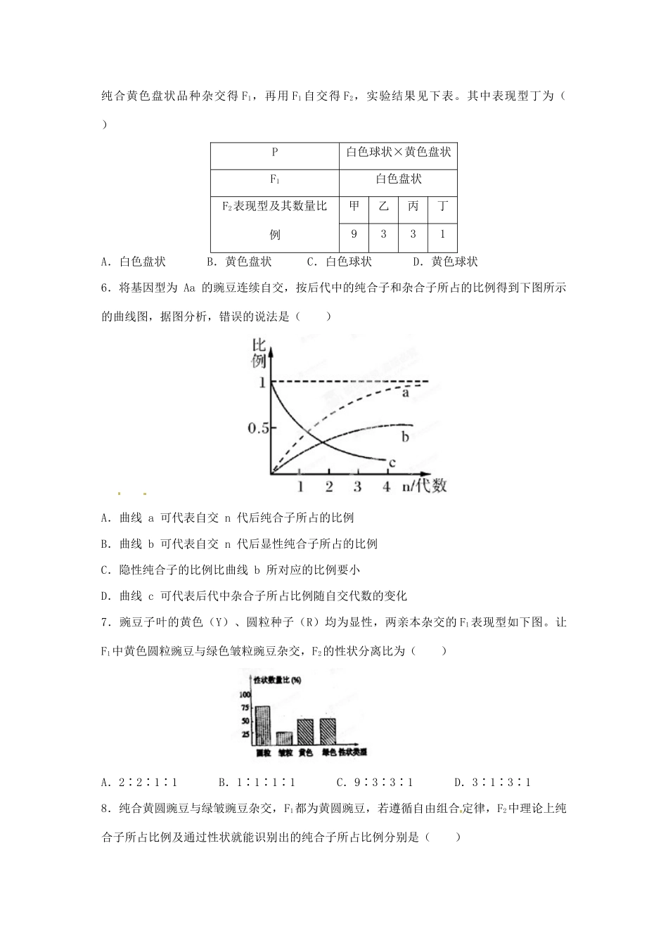 高三生物一轮复习 遗传因子的发现单元测试_第2页