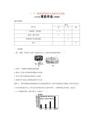 学高中历史 专题三 “一国两制”的伟大构想及其实践课后作业 人民必修1