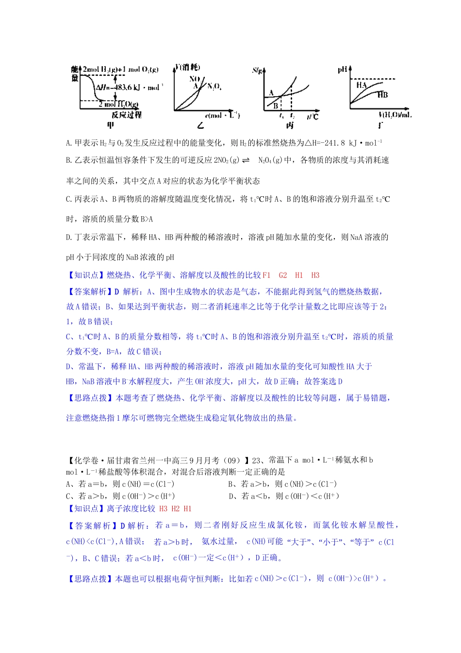 全国高考化学试题汇编月第一期H 盐类的水解_第2页