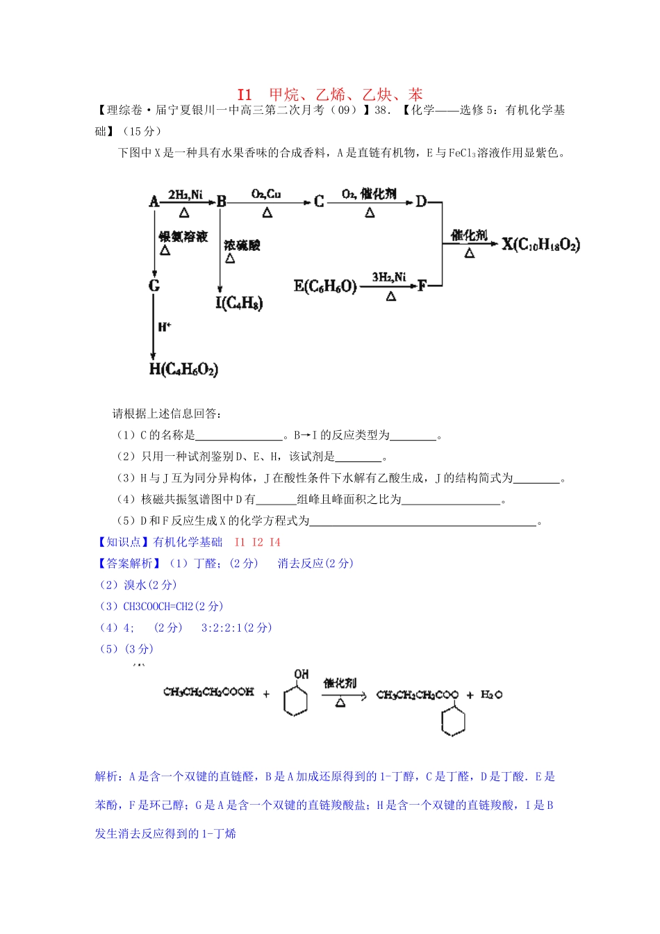 全国高考化学试题汇编月第一期I 甲烷、乙烯、乙炔、苯_第1页