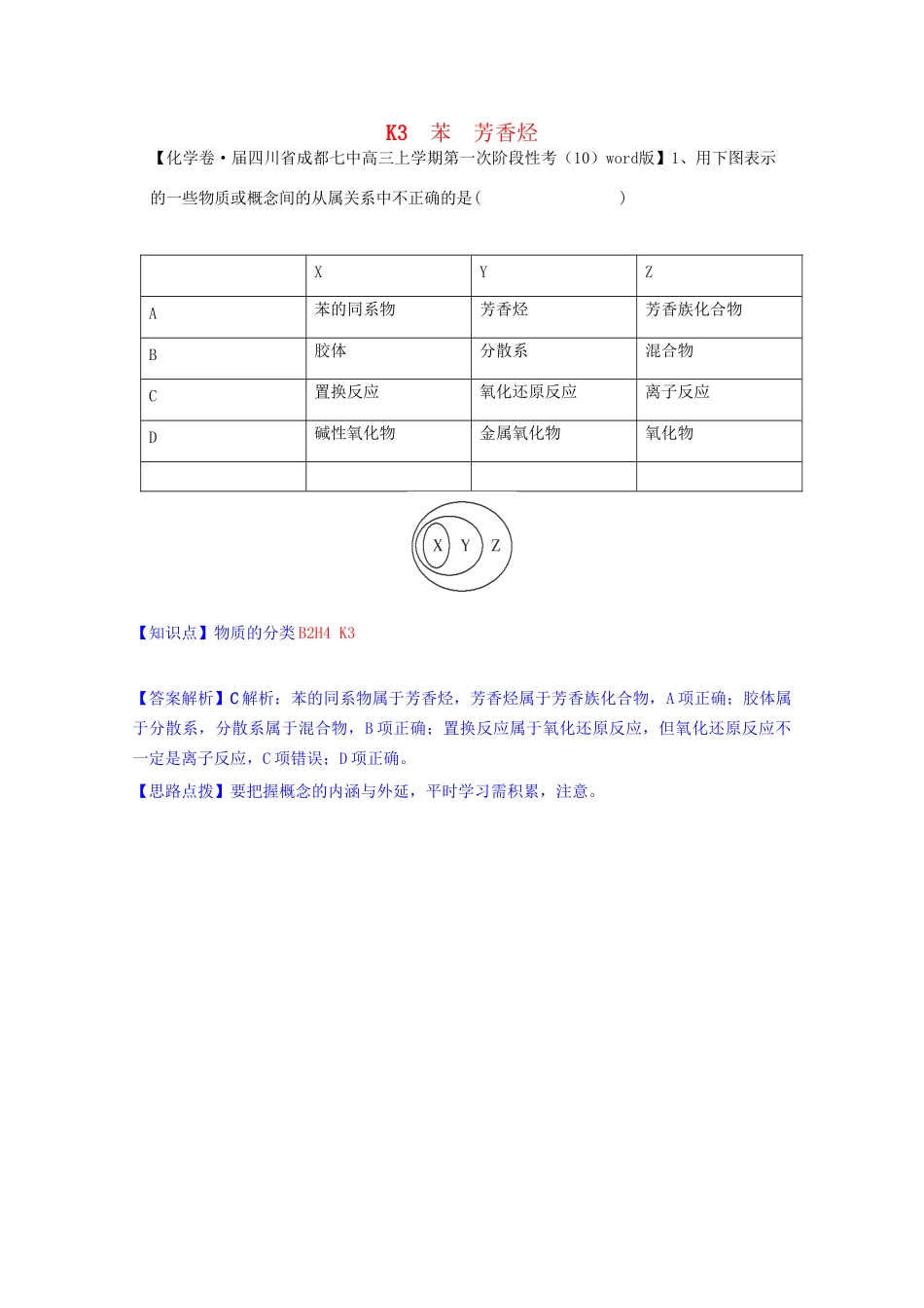 全国高考化学试题汇编月第一期K 苯 芳香烃_第1页