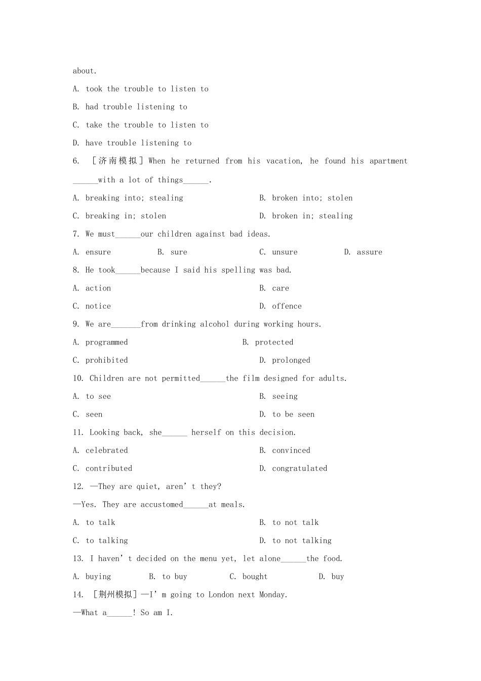 高中英语 素能提升演练(十八) Unit3 Understanding each other 译林牛津版选修6_第2页