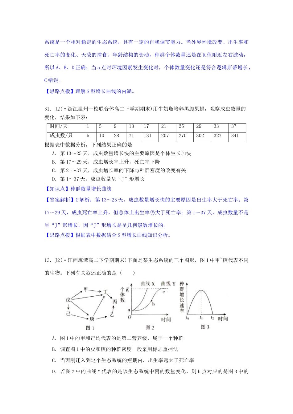 全国名校高考生物试题分类汇编 J单元 生物与环境（含解析）_第3页