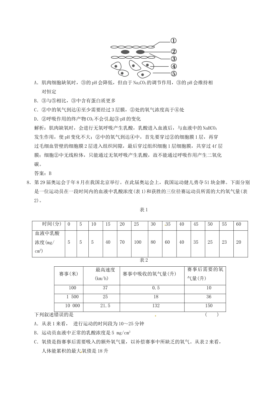 广东省高考生物 相关题型专训专题九 人体的内环境与稳态_第3页