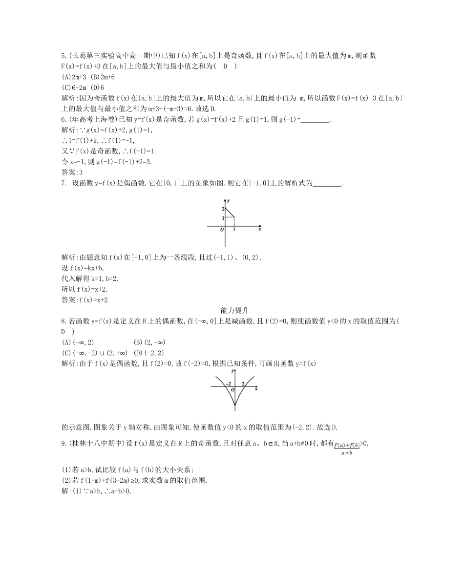 学高中数学 奇偶性第二课时精品达标测试 新人教A必修1_第2页