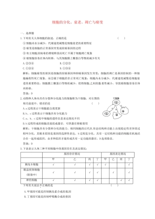 广东省高考生物 相关题型专训专题五 细胞的分化、衰老、凋亡与癌变