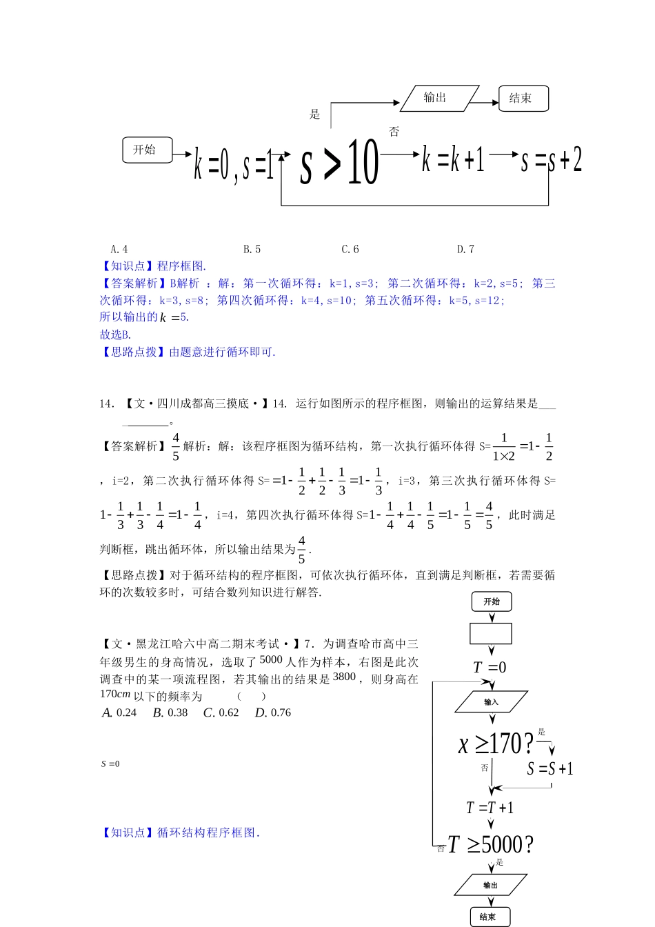 全国名校高考数学试题分类汇编 L单元 算法初步与复数（含解析）_第2页