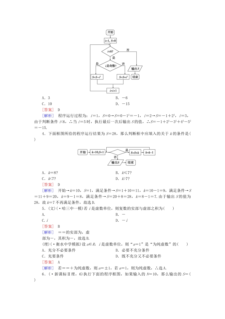 高考数学二轮复习 专题6 第3讲 算法框图与复数素能训练（文、理）_第2页