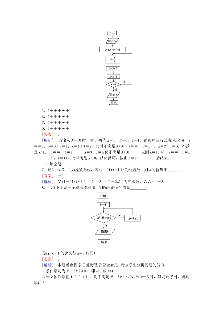 高考数学二轮复习 专题6 第3讲 算法框图与复数素能训练（文、理）_第3页