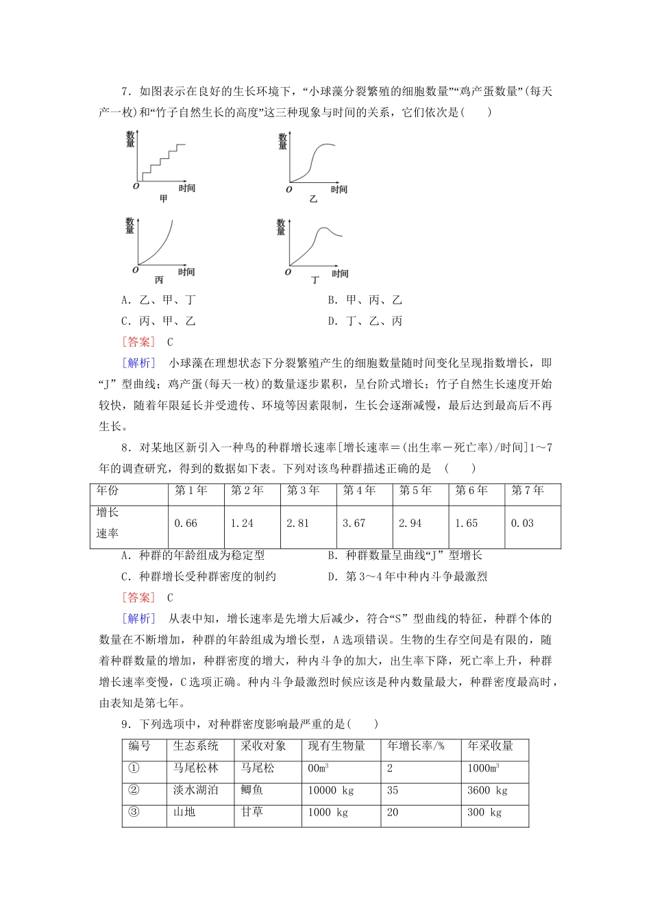 高中生物 种群和群落综合检测 新人教版必修3_第3页