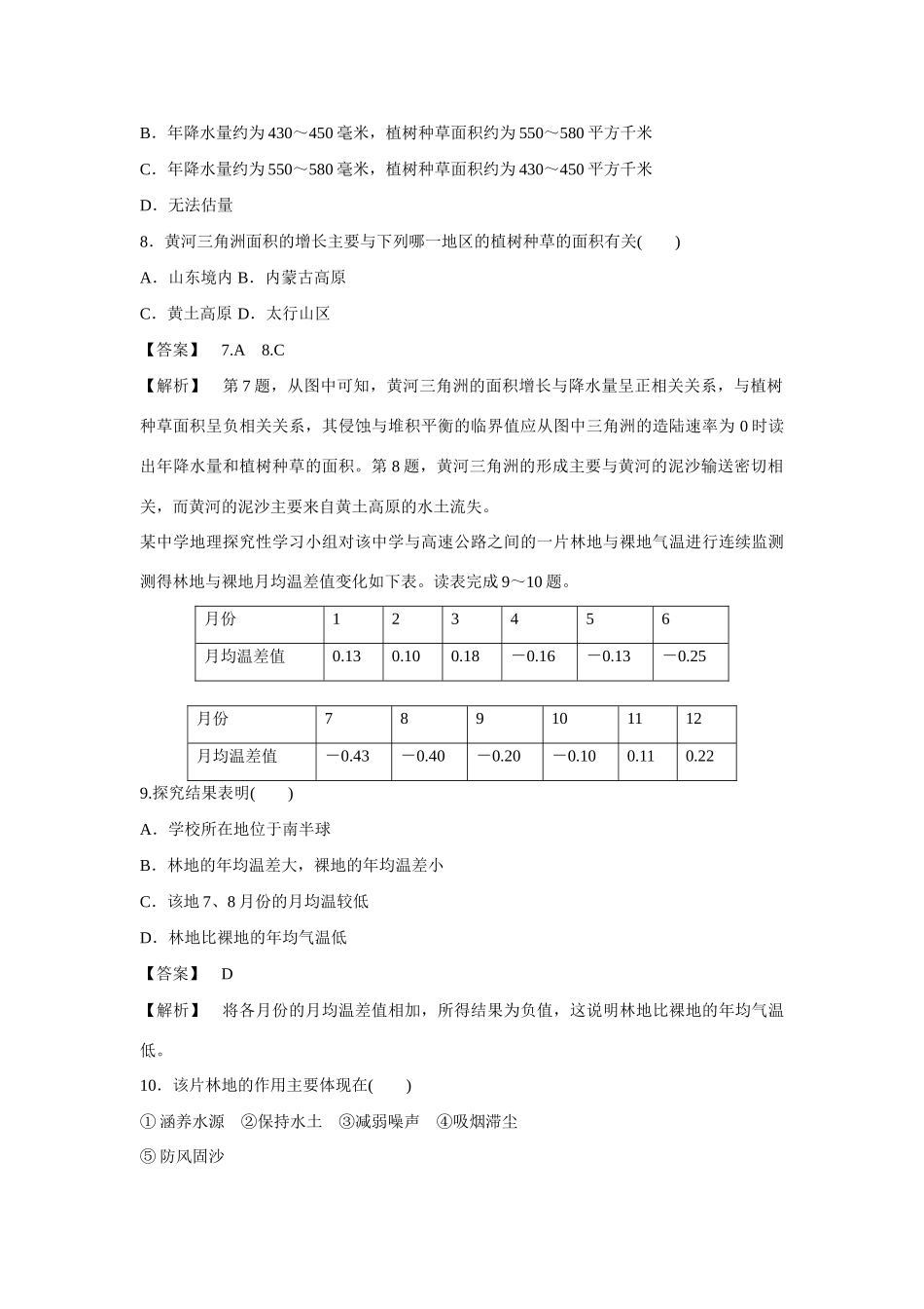 高中地理 第2章 第2节 森林的开发和保护同步练习 新人教版必修3_第3页