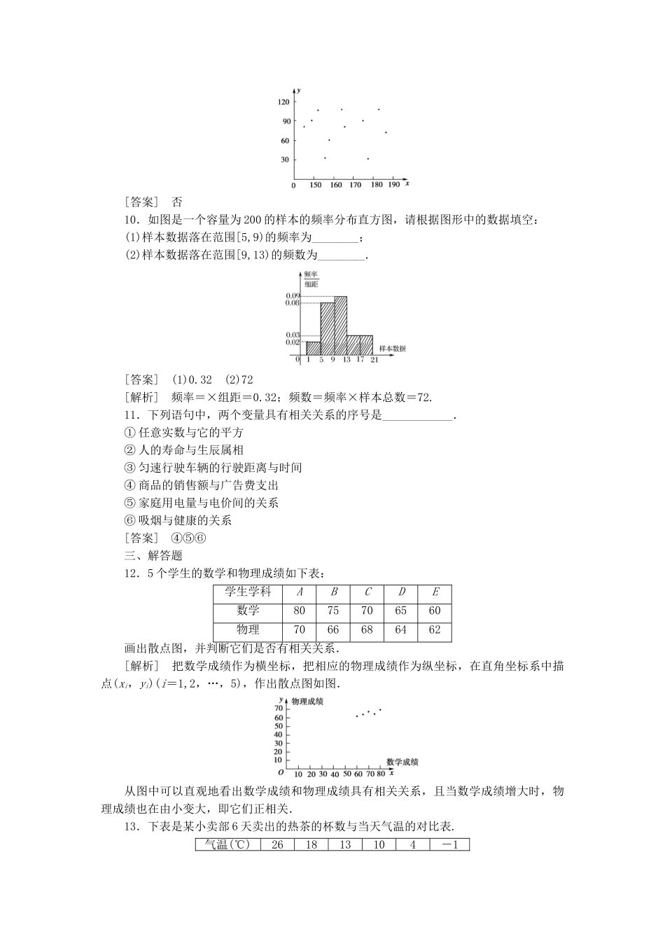 高中数学 变量间的相关关系课时练习 新人教A版必修3_第3页