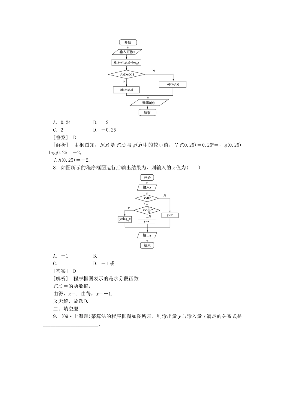 高中数学 第1课时顺序结构与条件分支结构课时练习 新人教A版必修3_第3页