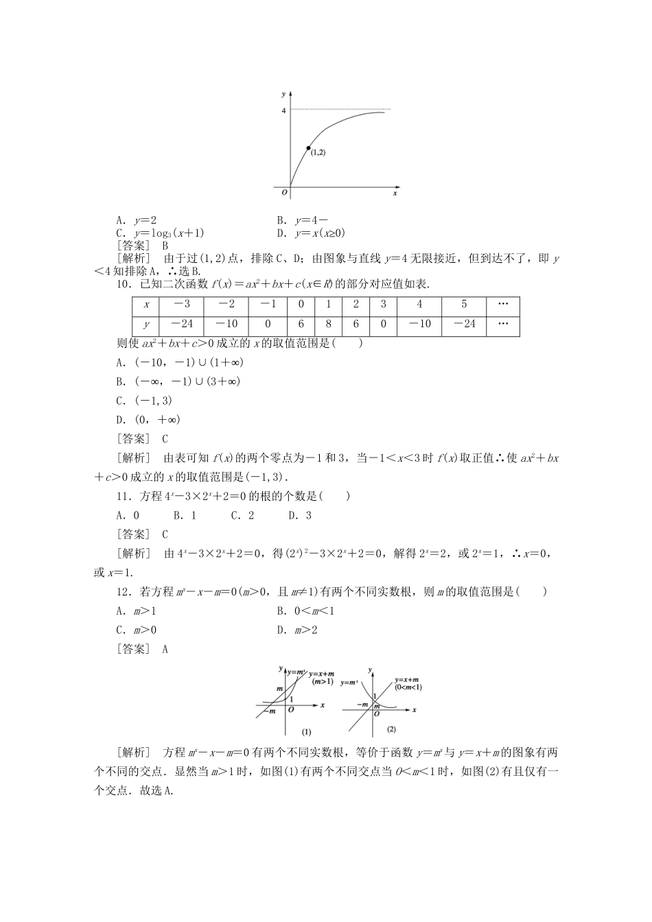 高中数学 第3章综合素能检测练习 新人教A版必修1_第3页