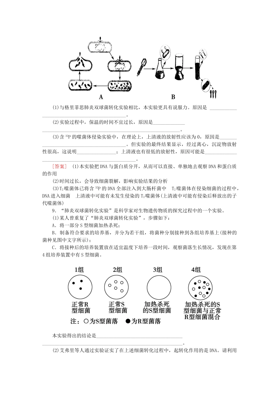 高中生物 3-1 DNA是主要的遗传物质能力拓展 新人教版必修2_第3页