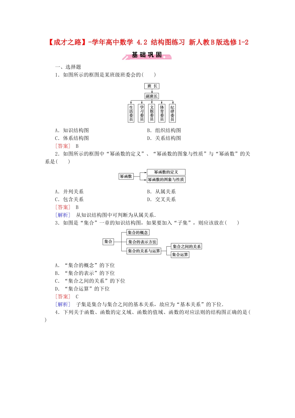 高中数学 4.2 结构图练习 新人教B版选修1-2_第1页