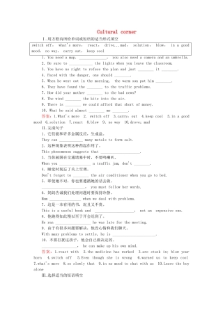 高中英语 Module 2 第3课时 Cultural Corner同步练习 外研版必修4