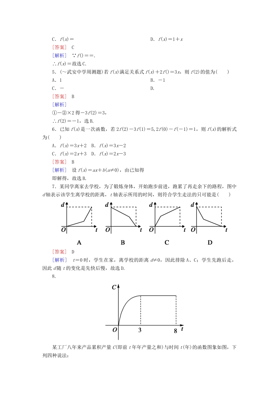 高中数学 1-2-2-1 函数的表示方法能力强化提升 新人教A版必修1_第2页