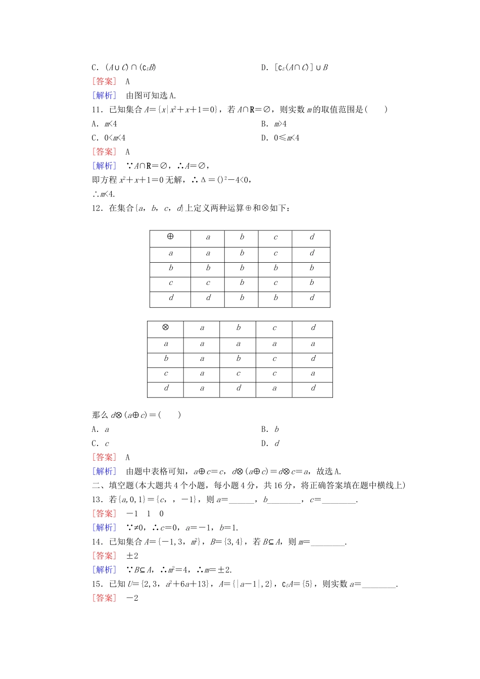 高中数学 第1章 集合综合测试（B卷）新人教B版必修1_第3页