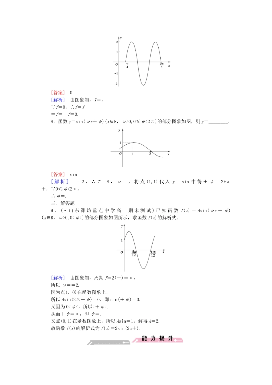 高中数学 1.3.1 第2课时 正弦型函数y＝Asin（ωx＋φ）基础巩固 新人教B版必修4_第2页