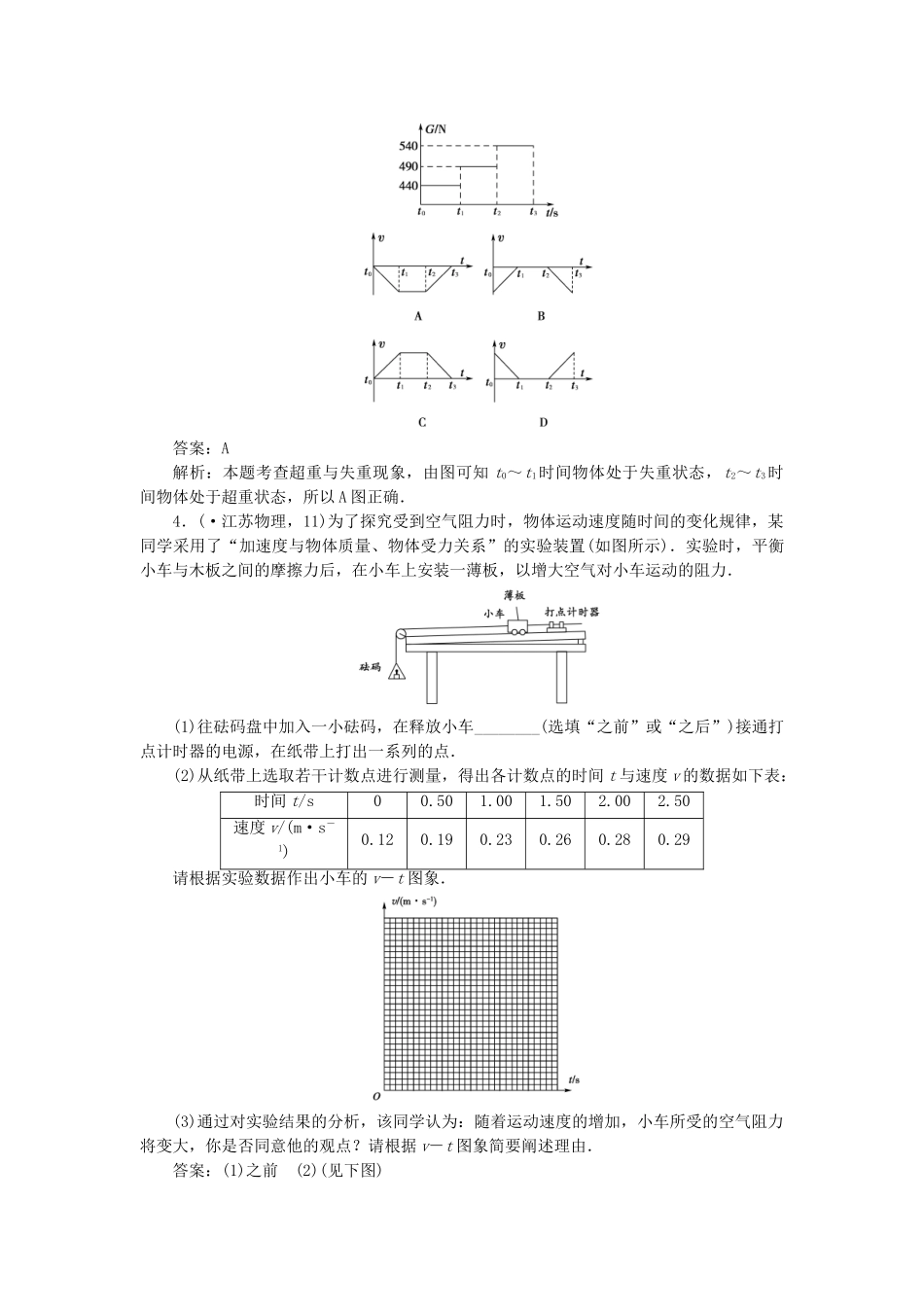 高中物理 第四章牛顿运动定律章末小结课后跟踪训练 新人教版必修1_第2页